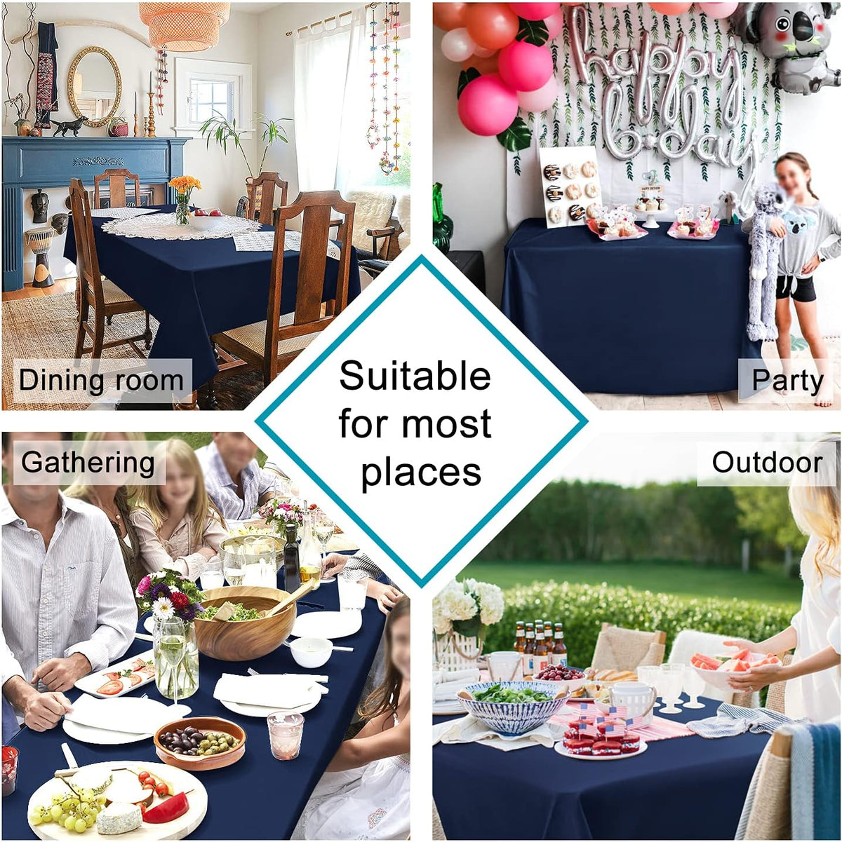 Hiasan Tablecloth for Rectangle Tables - 70 x 140 inch - Waterproof, Spillproof & Wrinkle Resistant