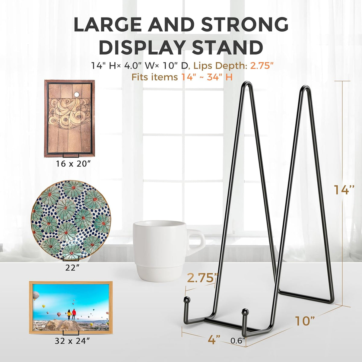 TR-LIFE 14 Inch Heavy Duty Plate Stand (2 Pack) - Metal Display Easel for Large Plates, Platters
