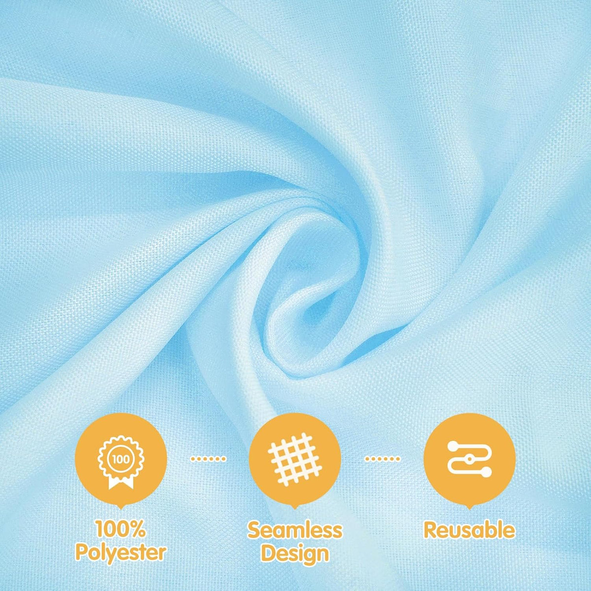 BRILLMAX 6 Pack Light Blue Tablecloths for 6 Foot Rectangle Tables 90 x 132 Inch - 6ft Rectangular