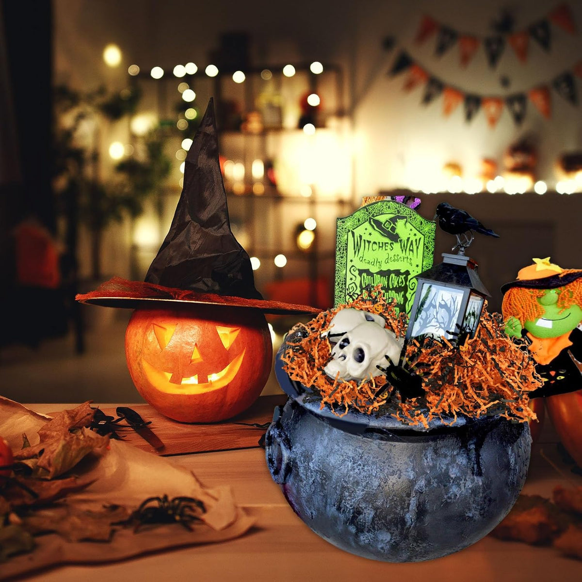 1 LB Black Orange Crinkle Cut Paper Shred Filler Great for Gift Wrapping, Halloween Basket Fillers