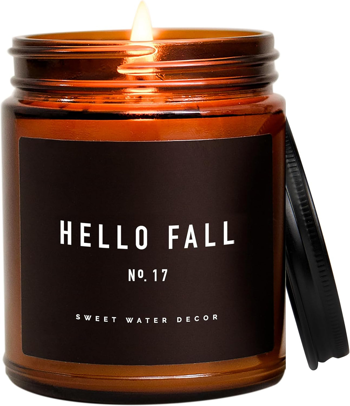 Sweet Water Decor Hello Fall Candle - Cinnamon Apples Cloves & Nutmeg Fall Scented Candle for Home