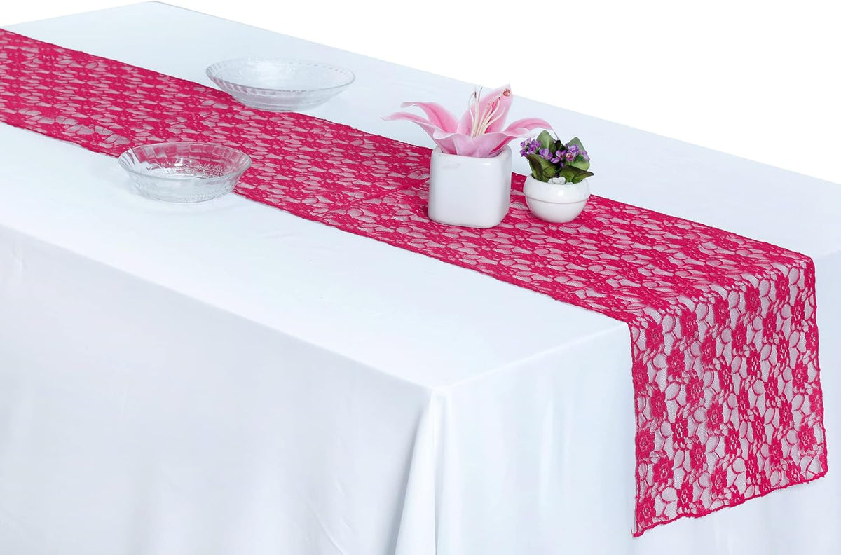 MDS Pack of 20 Wedding 12 x 108 inches Lace Table Runner for Wedding, Decorations for Birthday