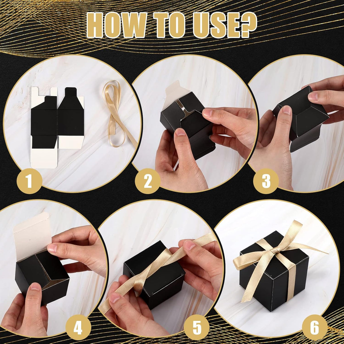 Jutom 100 Pcs Mini Favor Boxes Extra Small Candy Boxes Paper with Gold Ribbon for Christmas