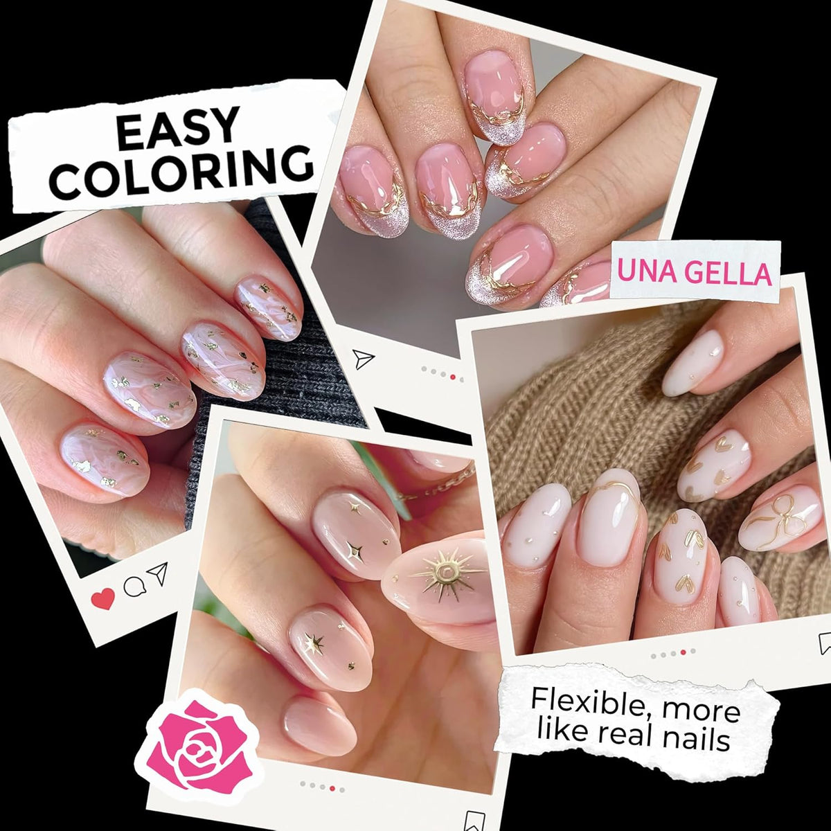 UNA GELLA Short Oval Round Nail Tips, Soft Gel Pre-shaped Half Matte Short Oval Gel Nail Tips Full