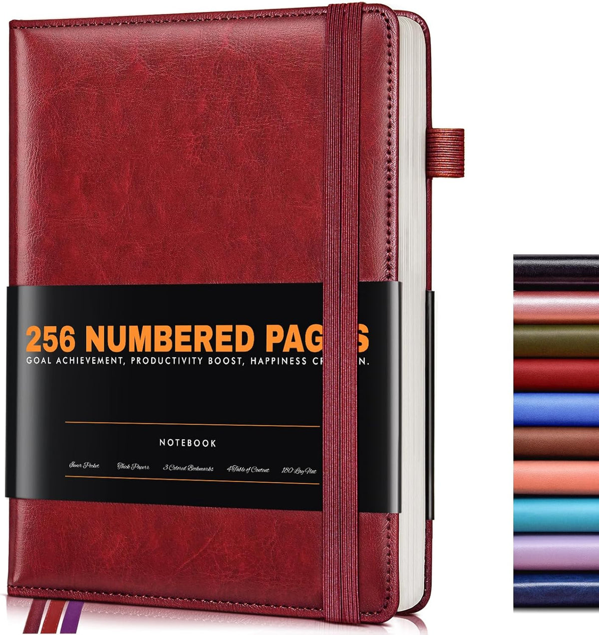 Lined Journal Notebook for Women Men, 256 Numbered Pages Hardcover Leather Journals for Writing, A5