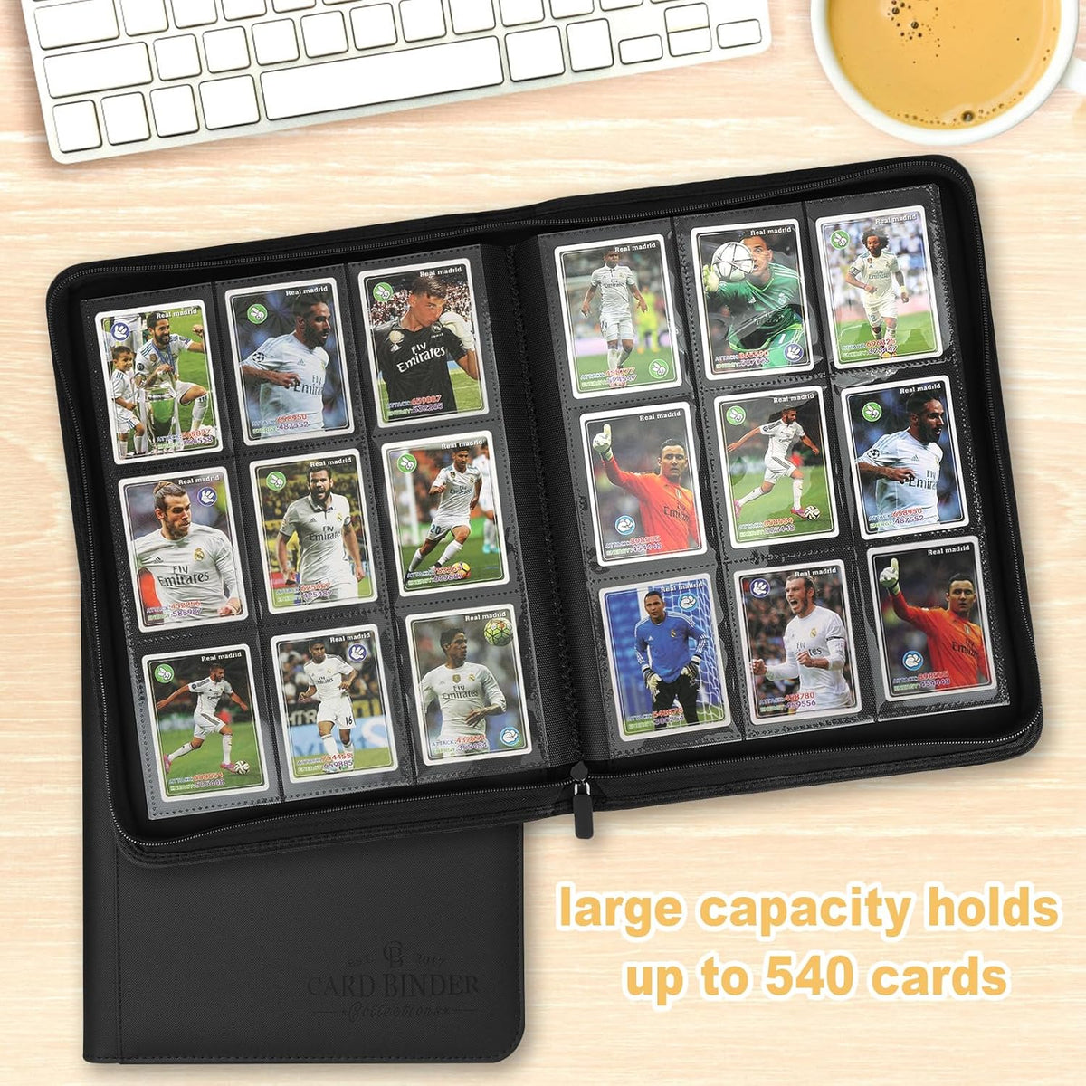 Trading Card Binder, Card Collection Binder Album Folder with 540 Side Loading Pockets, 9 Pocket