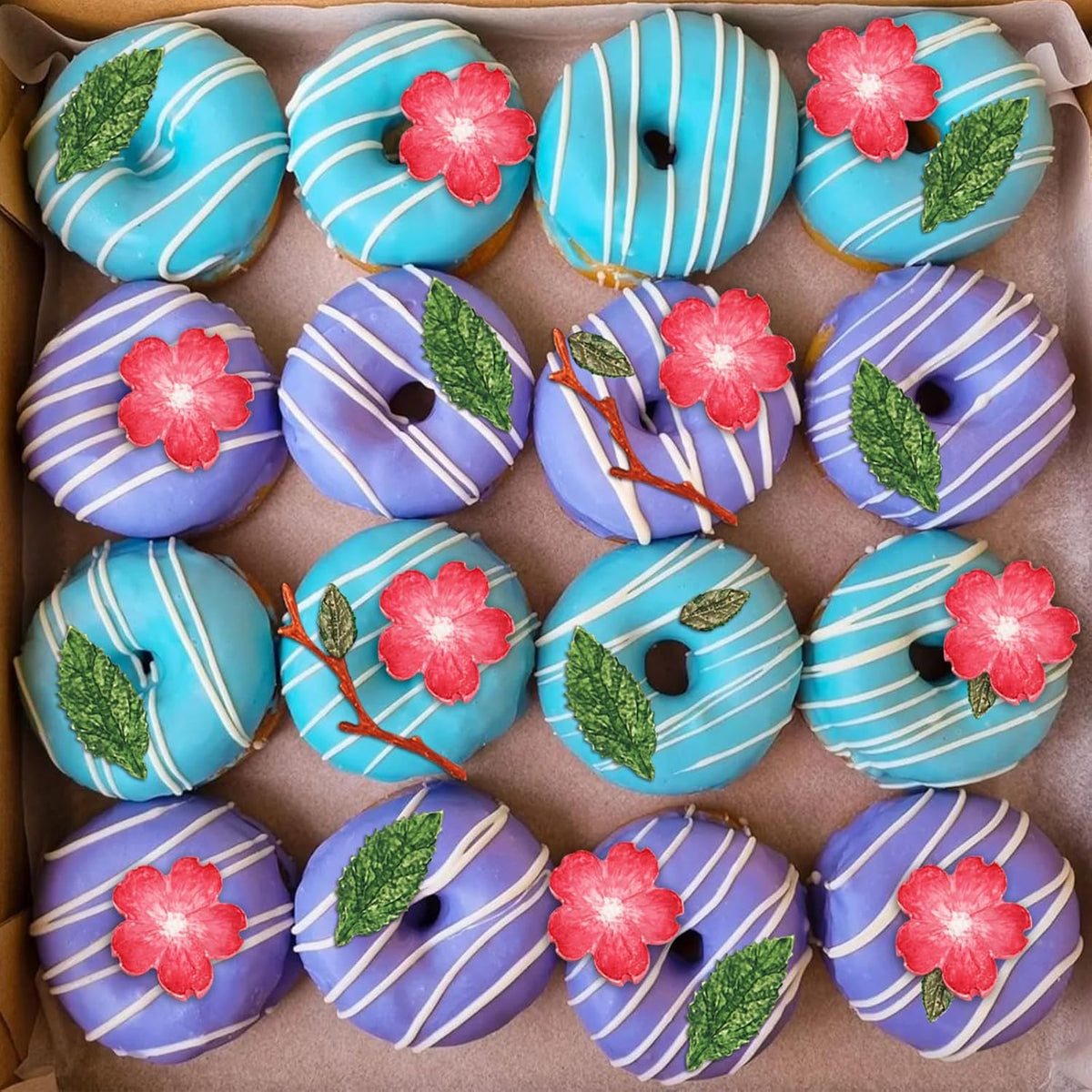 Peach Blossom Shape Molds 4 Pcs, Plant Flowers Leaf Fondant Silicone Molds for Cake Decoration