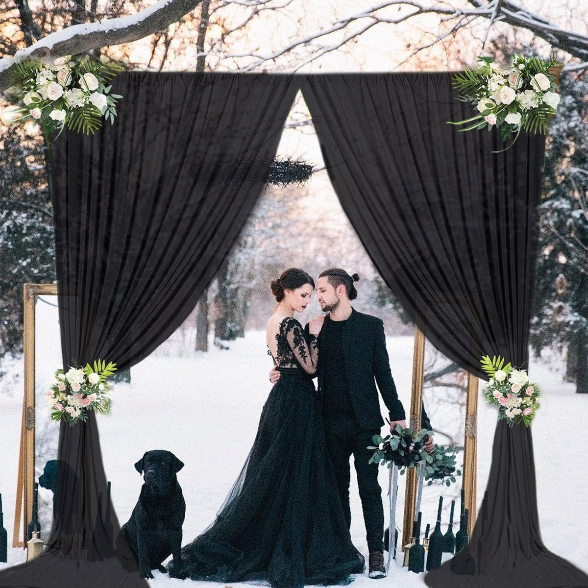 10 x 10 Feet Black Backdrop Curtain for Partie, Background Curtains for Photoshoot, Birthday