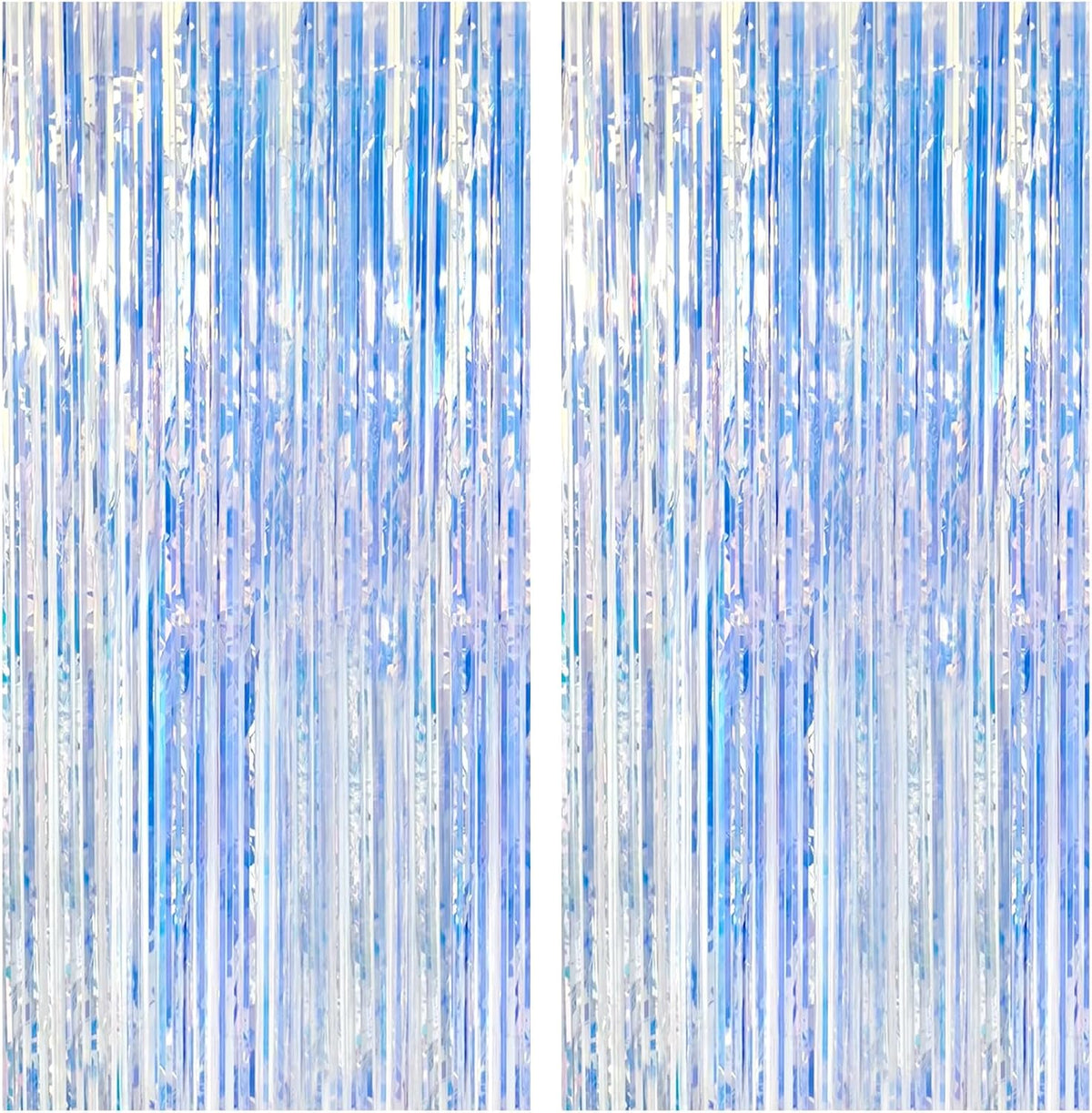 2 Pack Iridescent Party Backdrop Decorations Tinsel Curtain Birthday Decorations Foil Fringe Photo