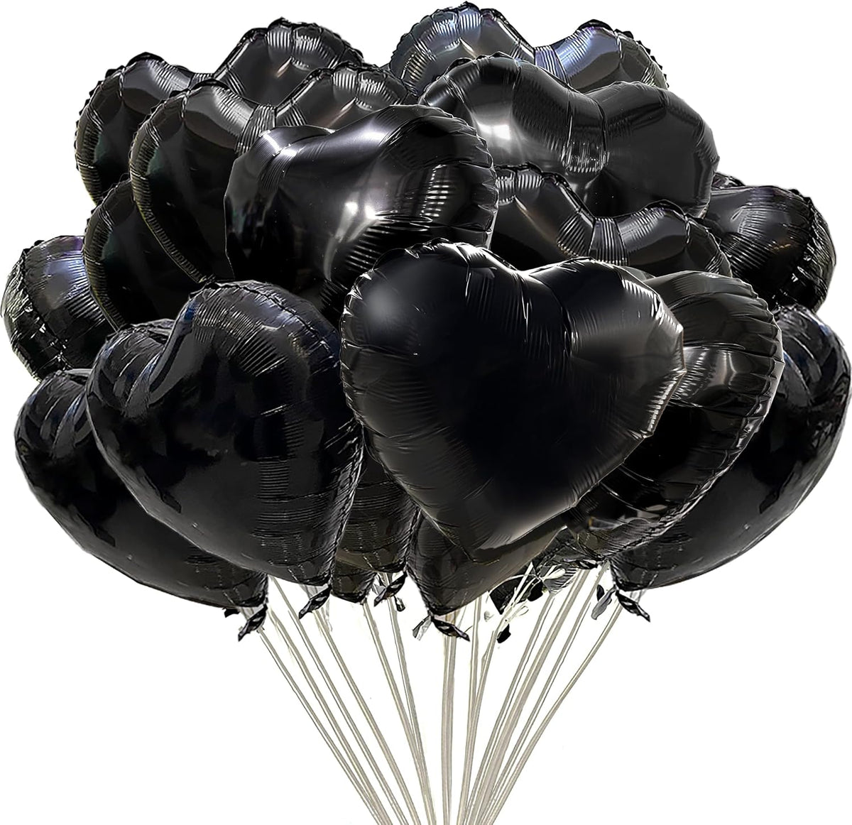 Jonhamwelbor 20Pcs 18 inch Black Foil Mylar Heart Shape Balloons Decorations Valentines Birthday