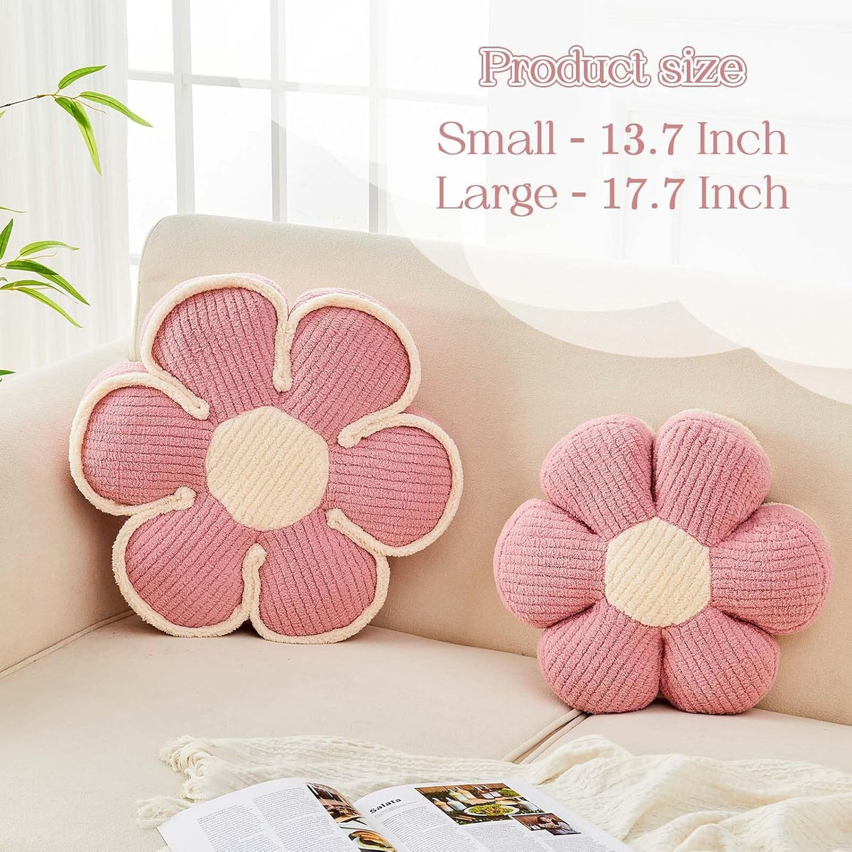 Flower Pillow, Soft Flower Decorative Throw Pillow, Cute Daisy Flower Shaped Seating Floor Cushion