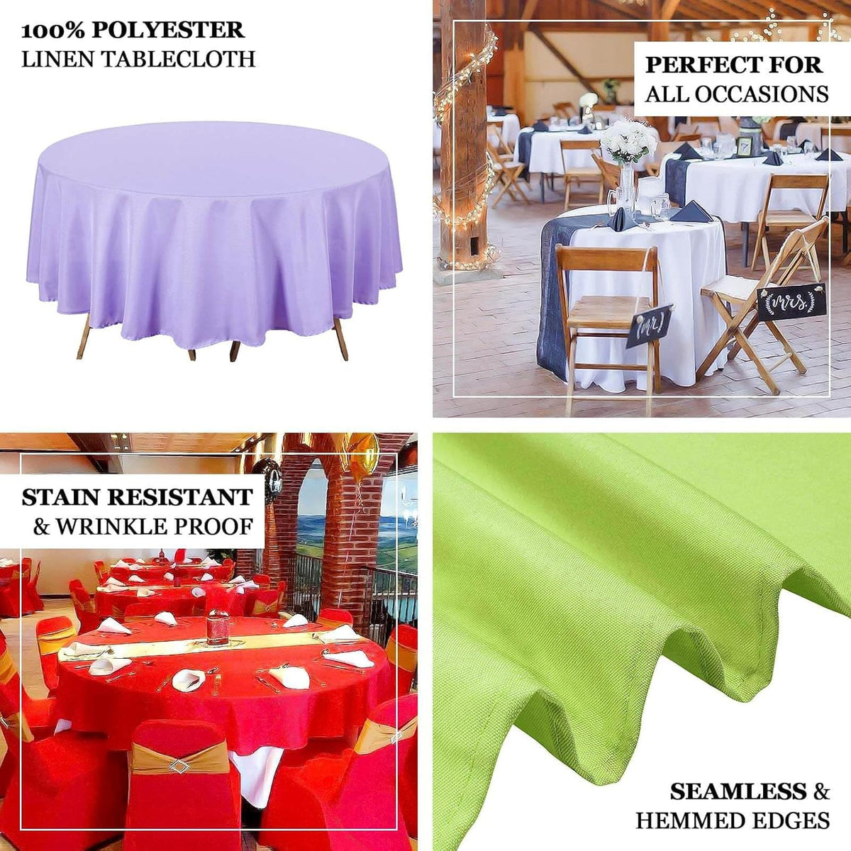 Efavormart Round Tablecloth, 90 Inch Stain & Wrinkle Resistant Washable Table Cloth, Decorative