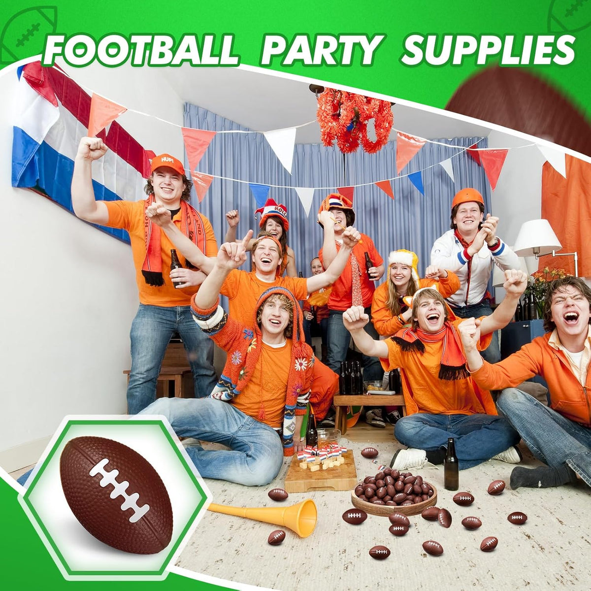 Jerify 250 Pack Mini Footballs Stress Balls Bulk 1.4 Inch Small Soft Foam Sports Balls Fidget Toys