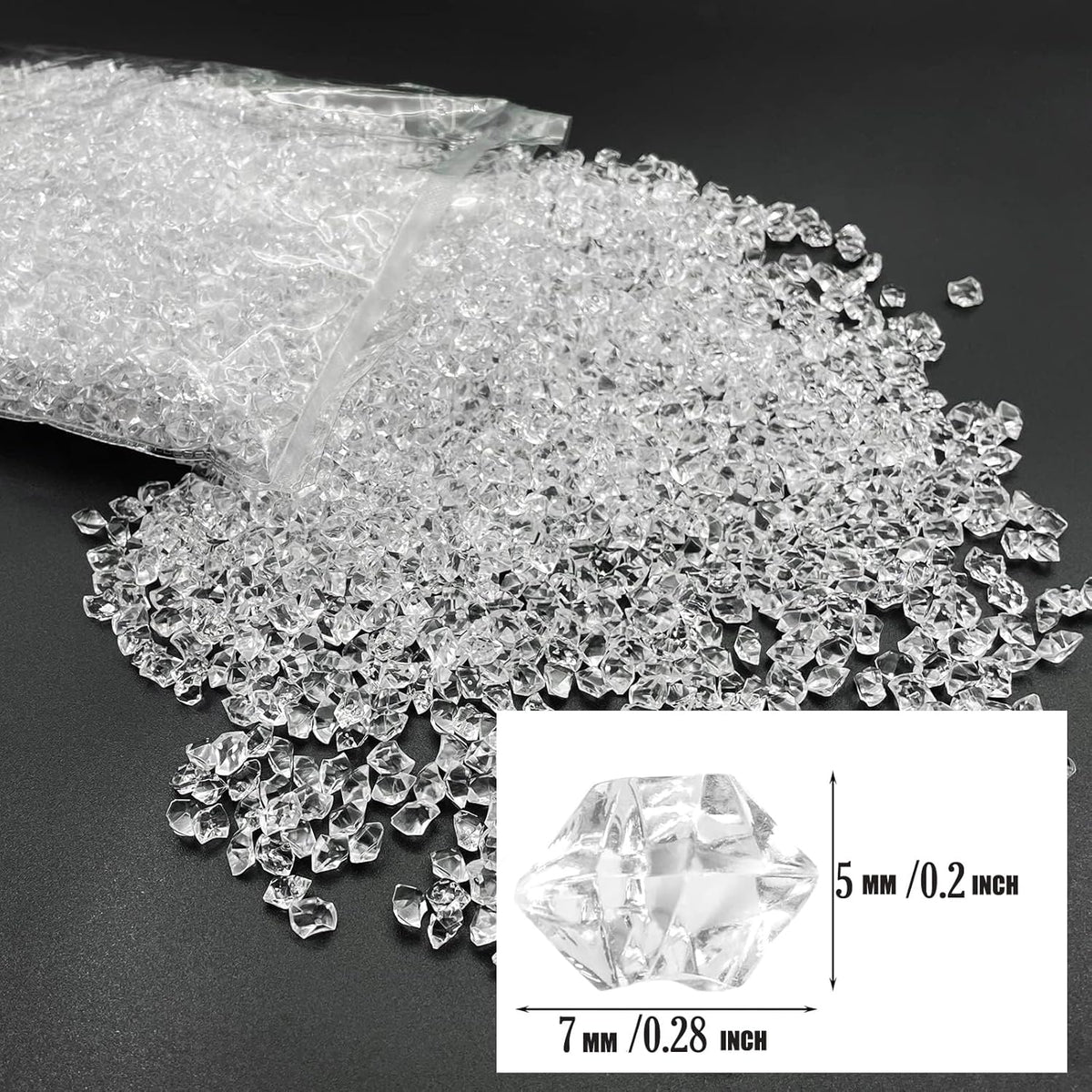 Fake Ice Rocks, 5000 pcs 5 * 7 mm Acrylic Ice Cubes Plastic Crystals Fake Crushed Ice Rocks Acrylic