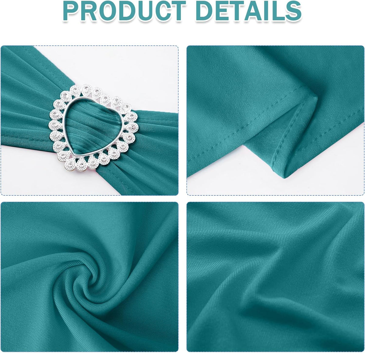 Howhic Pack of 60 Spandex Chair Sashes Bows Stretch Chair Cover Band with Buckle Slider Universal