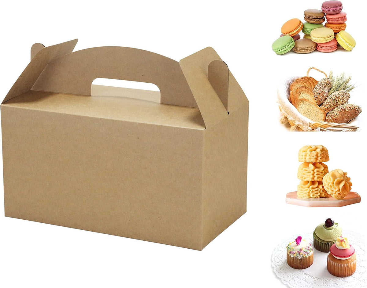 HUAPRINT Brown Treat Boxes Large Bulk,Gable Boxes 30 Pack 9.45x5x5Inches,Party Favor Boxes Goodie