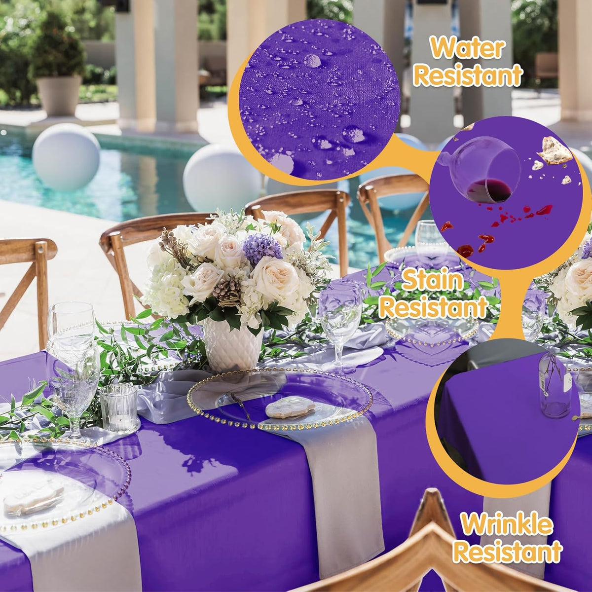 BRILLMAX 10 Pack Purple Tablecloths for 8 Foot Rectangle Tables 60 x 126 Inch - 8ft Rectangular
