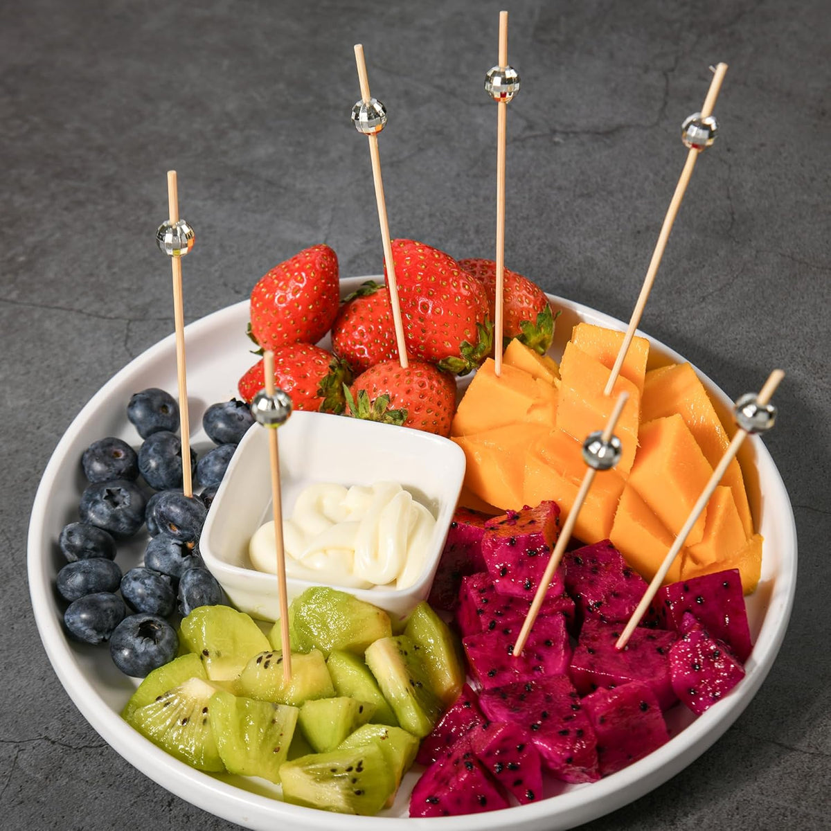 300 PCS Cocktail Picks Disco Ball Decor, Fancy Toothpicks for Appetizers, Bamboo Skewers for
