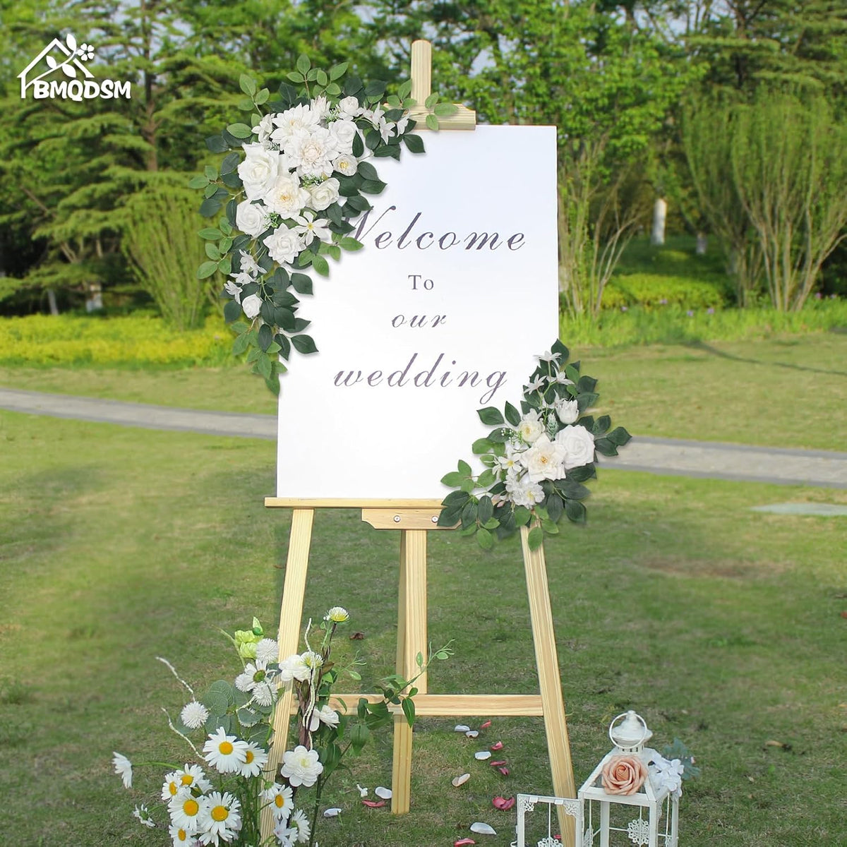 Pack of 2 Artificial Flowers for Backdrop Decoration, Wedding Arch Flowers,Reception Welcome Sign