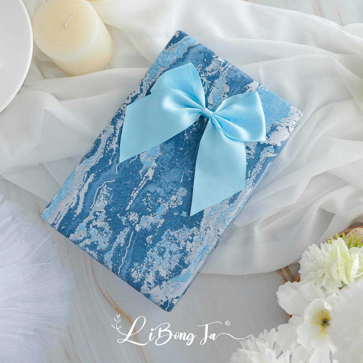 5'' Blue Bow Party Decorations Satin Bows, Twist Tie Bows for Treat Bags, Cake Pops, Pre-Tied Bow