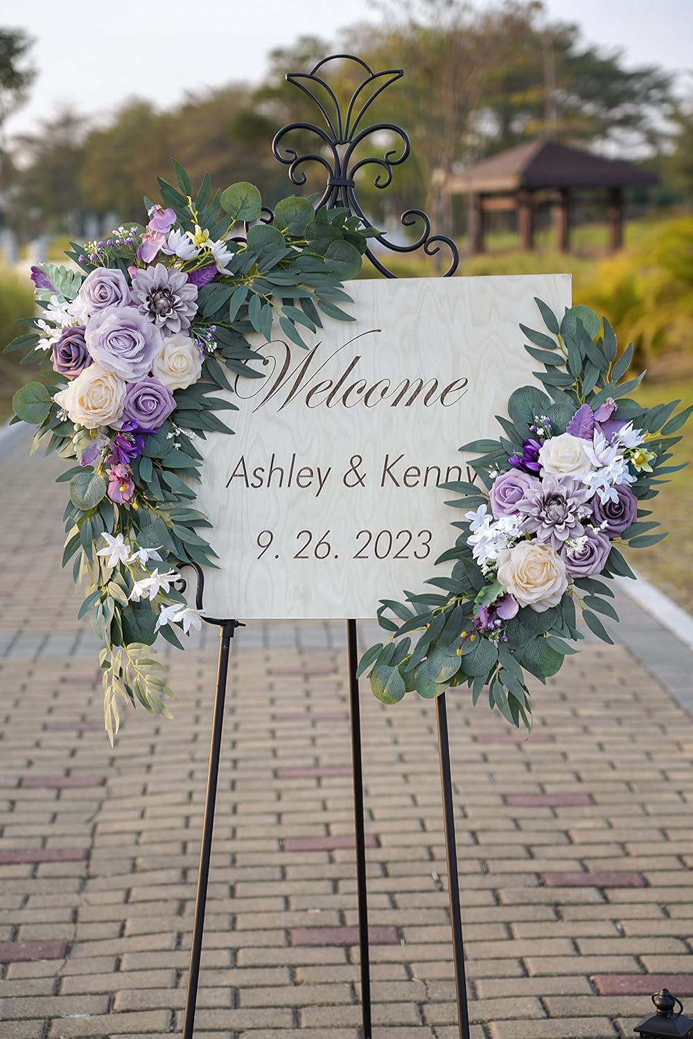 ponatia Wedding Arch Flowers (Pack of 2), Artificial Purple Flowers for Wedding Welcome Signs