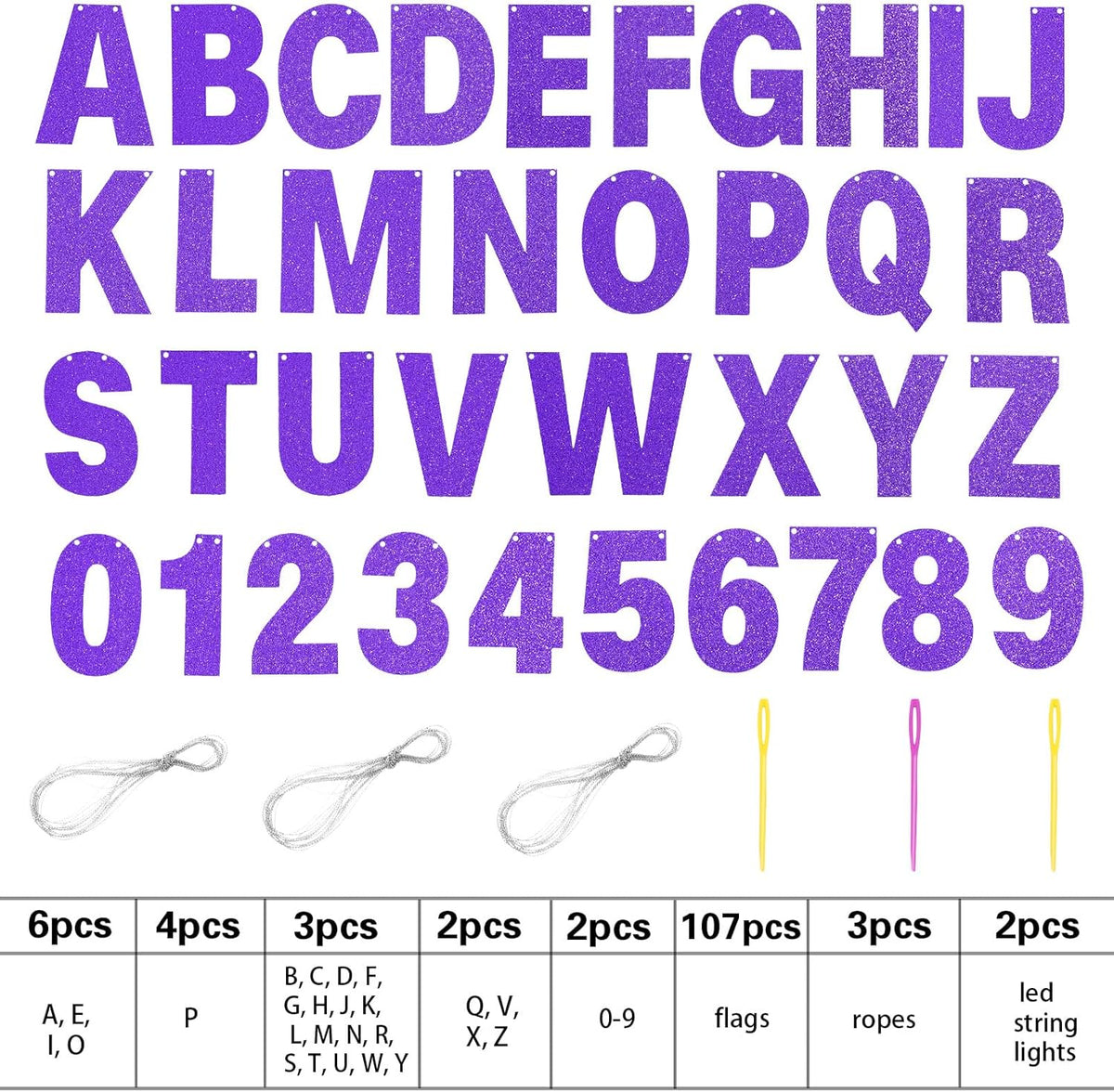 TaoBary 112 Pcs DIY Letter Custom Banner Glitter Customizable Banner Kit Including 107 Letters and