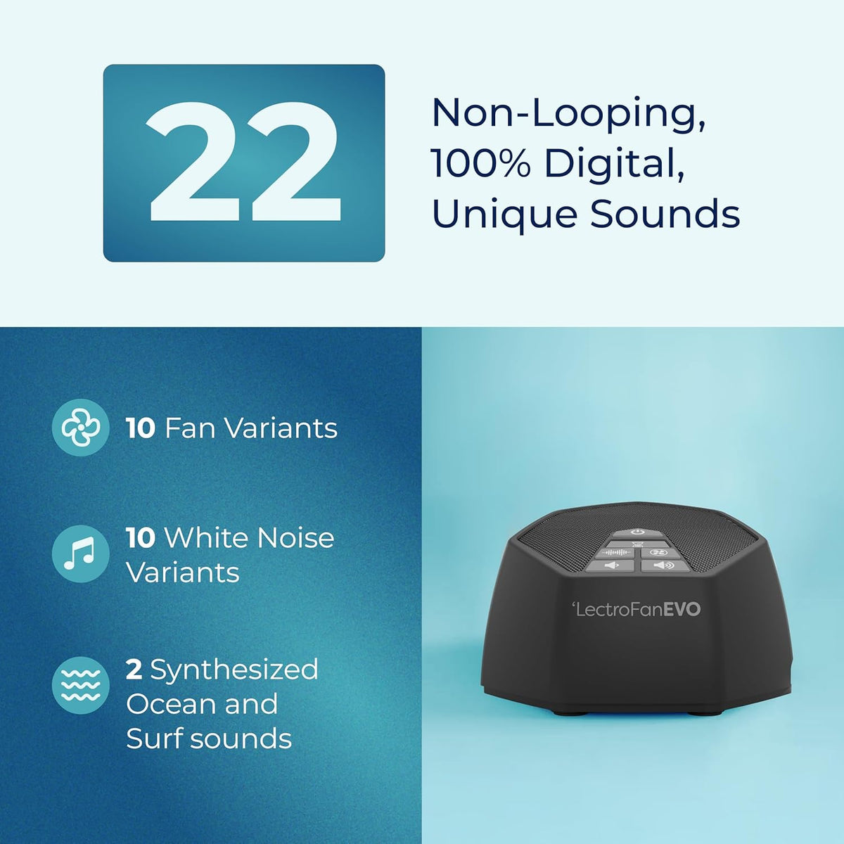 Adaptive Sound Technologies LectroFan EVO White Noise Machine - Compact Sleep Sound Machine for