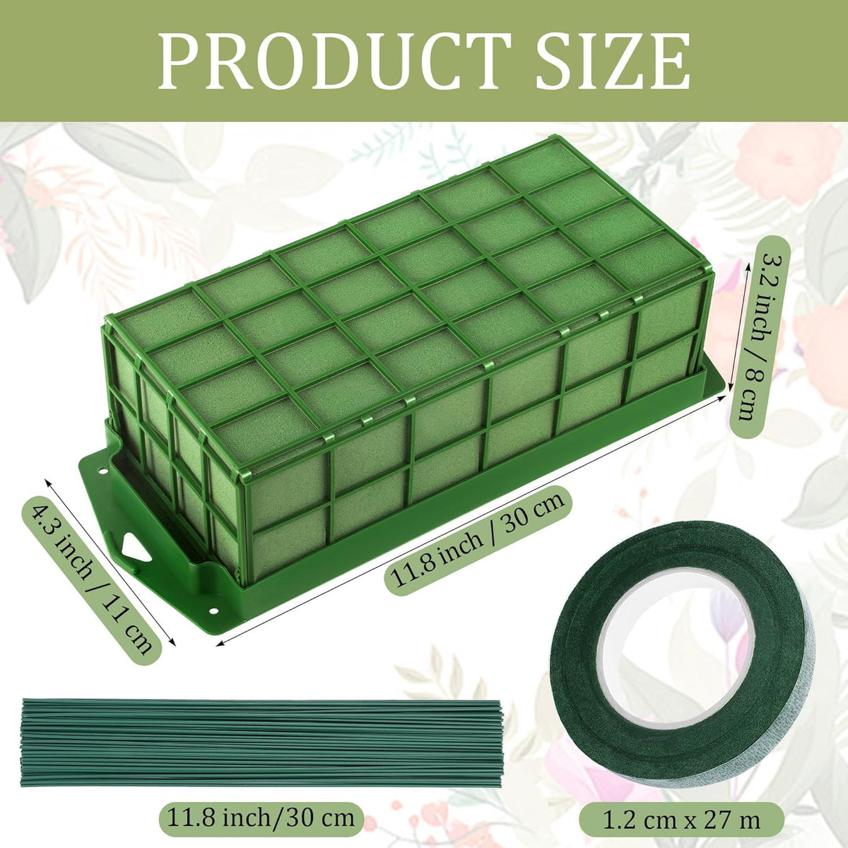 Aodaer 4 Pieces Floral Foam Cage with Floral Foam for Fresh and Artificial Flowers Rectangle Dry