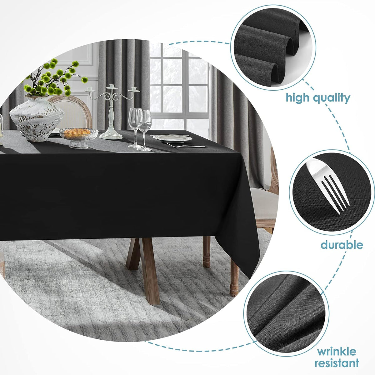 VidaFete Tablecloth 60 * 120nch 6pack Rectangle Table Cloth Polyester, Stain Wrinkle Resistant