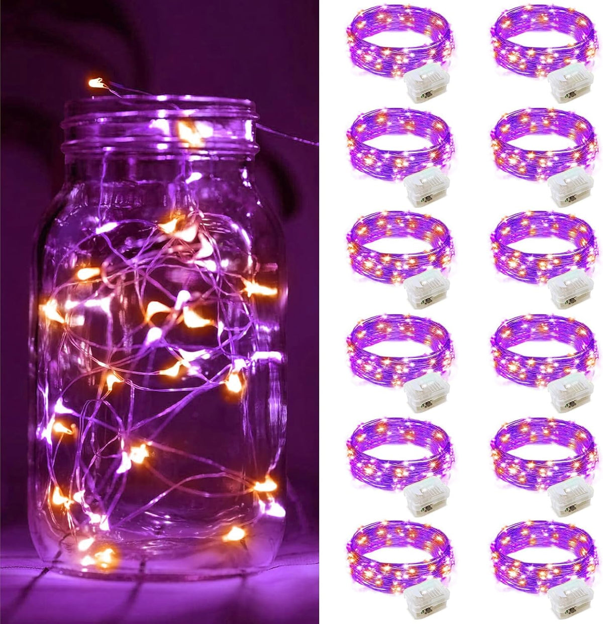 ZGWJ 12 Pack Fairy Lights Battery Operated, 7ft 20 Mini LED Fairy String Lights Silver Wire 3 Modes