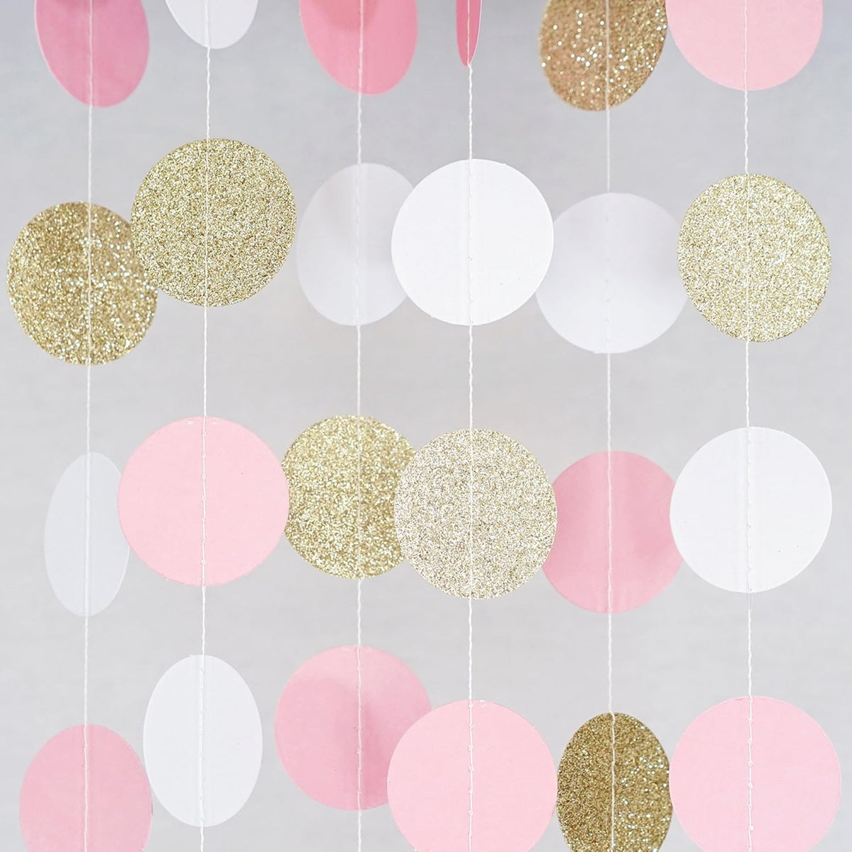 Chloe Elizabeth Circle Dots Paper Party Garland Streamer Backdrop (10-Pack, 10 Feet Per Garland