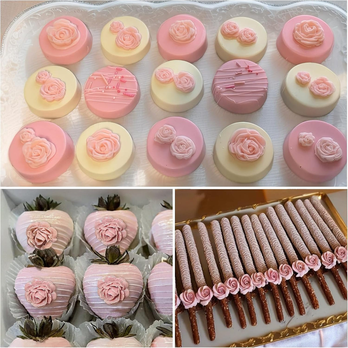 4 Pcs Rose Flower Silicone Molds, Fondant Cake Flower Mold Silicone Polymer Clay Molds Rose Clay