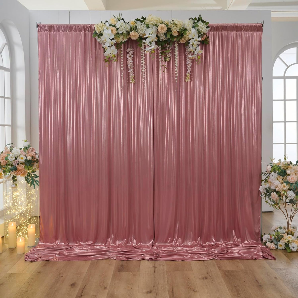 20x10ft Thick Rose Gold Glitter Backdrop Curtain Panels for Parties, Wrinkle Free Sequin Sparking