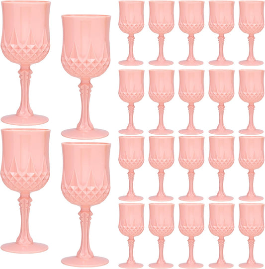 Plastic Vintage Wine Glasses 7OZ Plastic Goblets Vintage Drinking Glasses 24PCS Retro Wedding