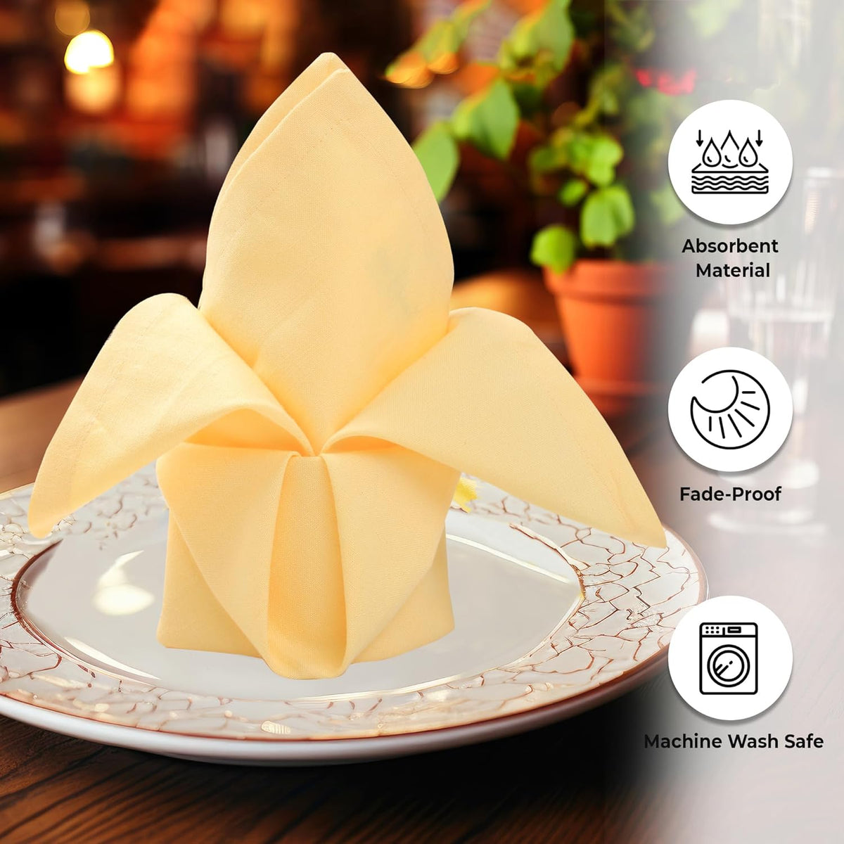 Urban Villa Fall Cloth Napkins 100% Cotton Slub Absorbent Dinner Napkins (Set of 12) Oversized