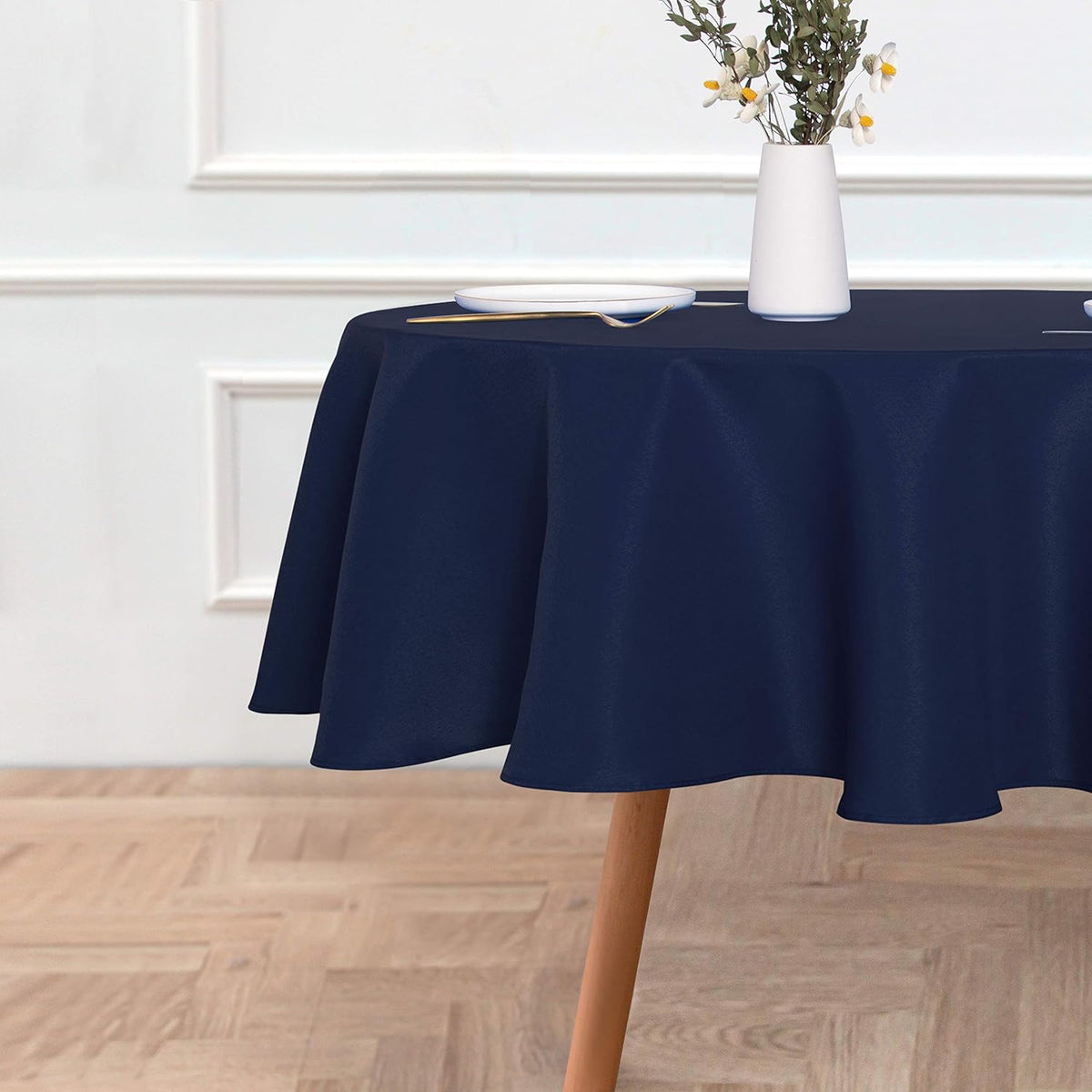 sancua 60 Inch Round Tablecloth (Fits 20-48 Inch Tables), Water Resistant Spill Proof Washable