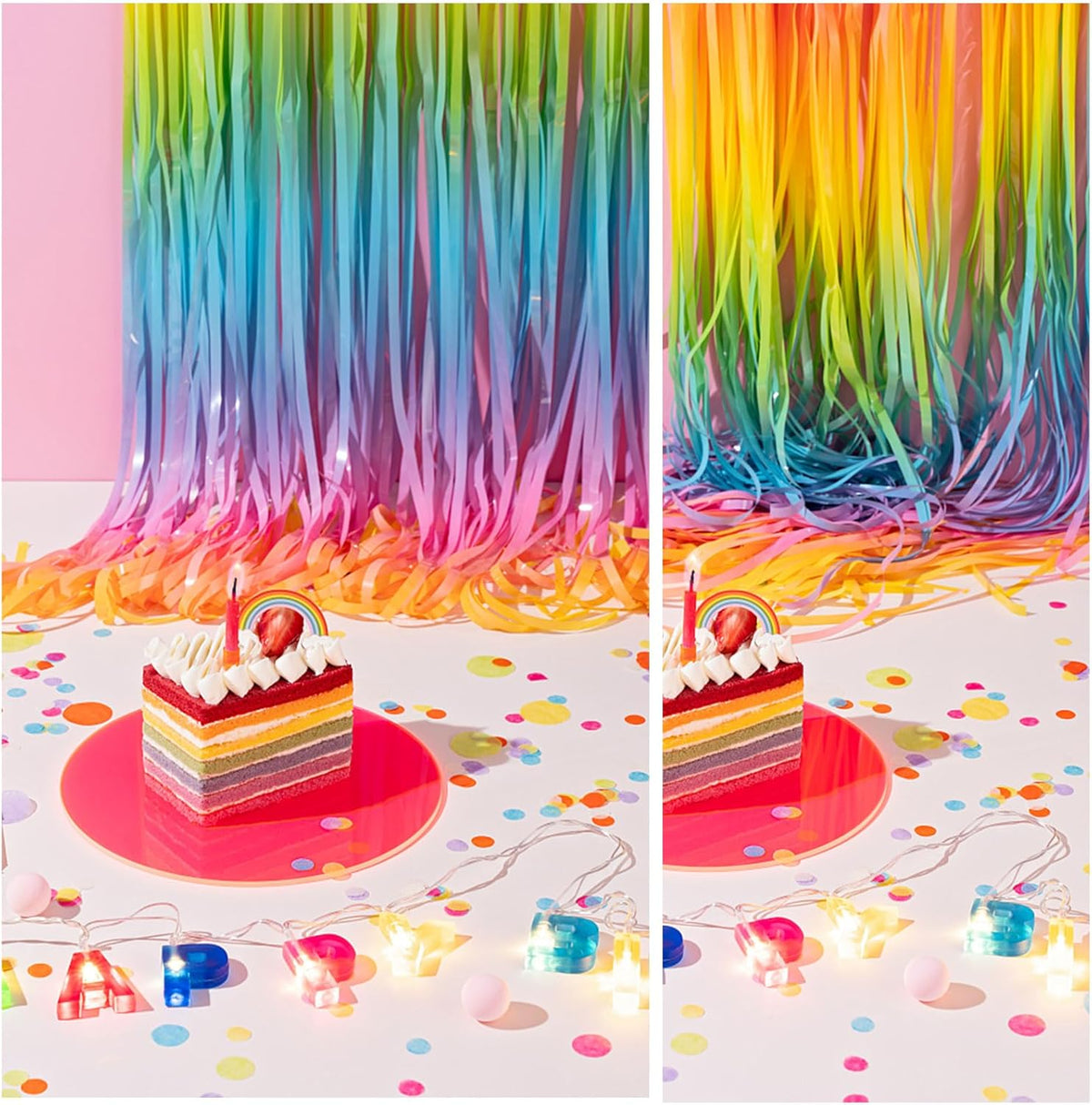 Pastel Rainbow Foil Fringe Curtain Streamers Party Backdrop Foil Fringe Backdrop Curtains Tinsel