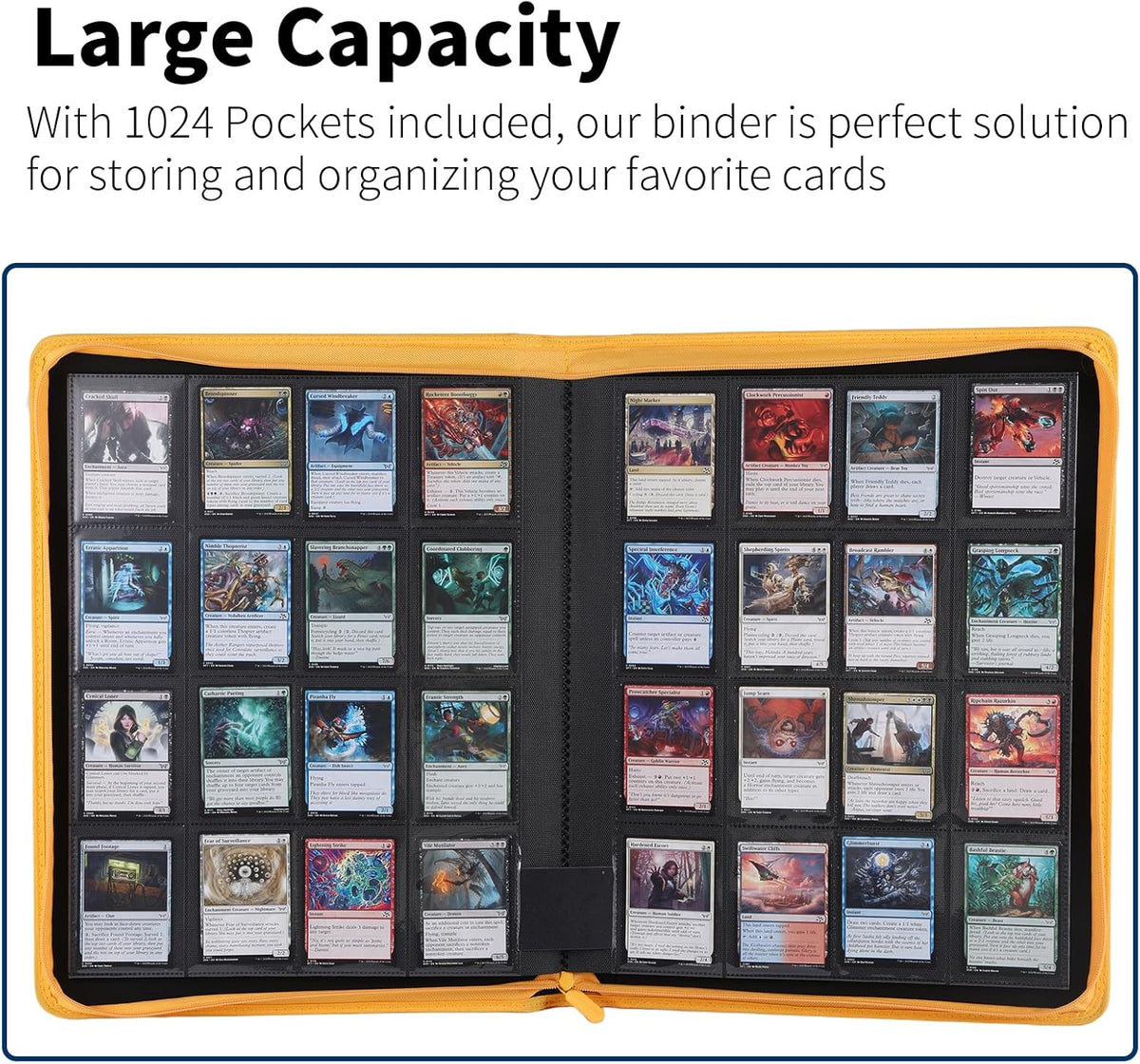 Snekdy premium 1024-pocket trading card binder, 16-pocket cards album, waterproof PU-leather Cover