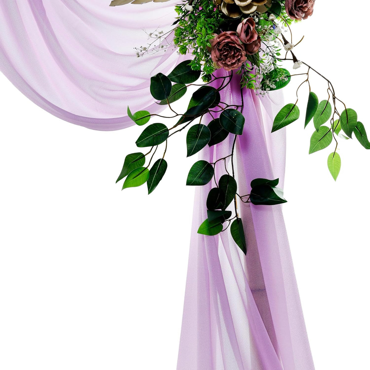 VDS Pack of 4 Panel (30 Inch X 20 Feet) Wedding Arch Draping Fabric Sheer Chiffon Fabric Drapery