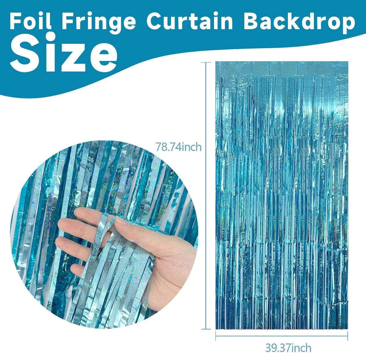 5 Pack Blue Tinsel Streamers Foil Fringe Curtains Backdrop for Baby Shower Graduation Gender Reveal