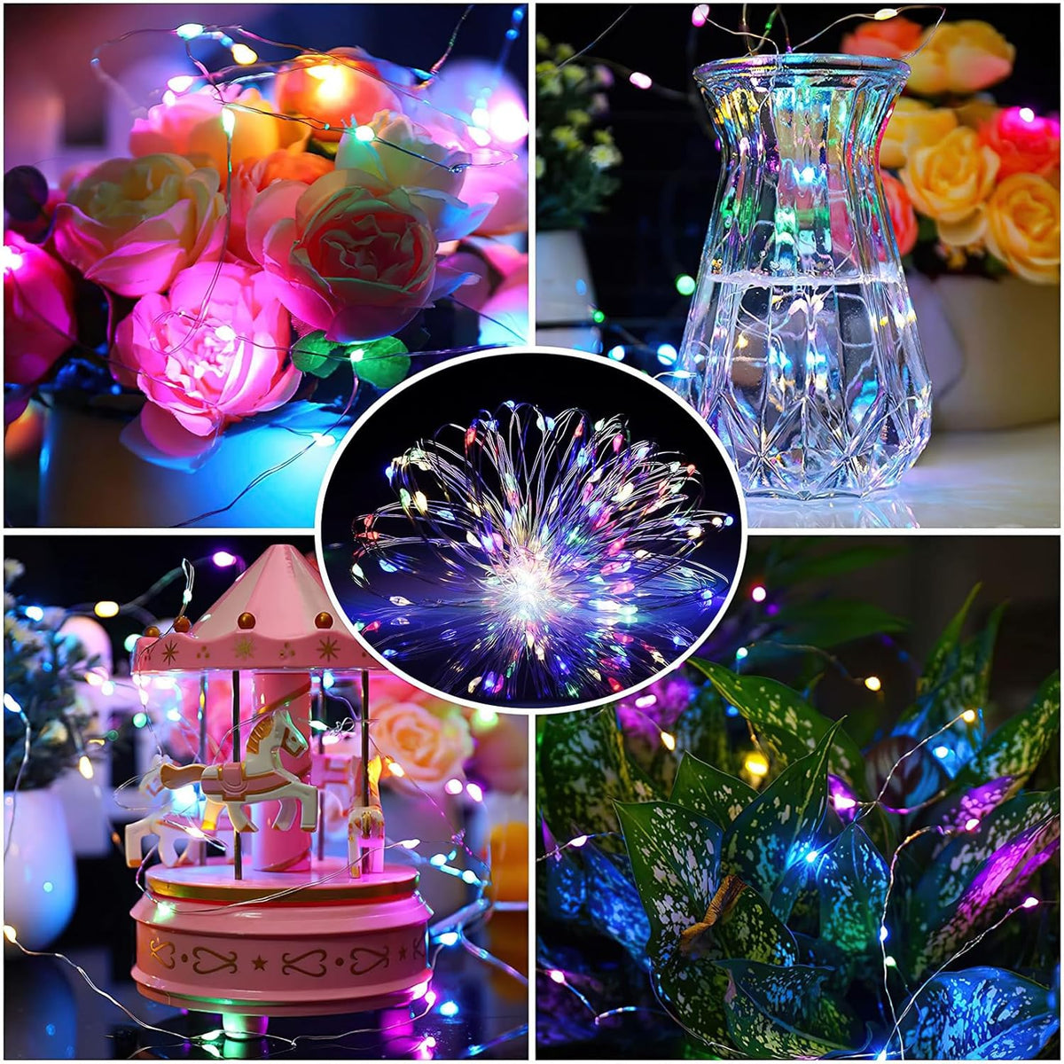 ZGWJ 24 Pack Fairy Lights Battery Operated, 7ft 20 Mini LED Fairy String Lights Silver Wire 3 Modes