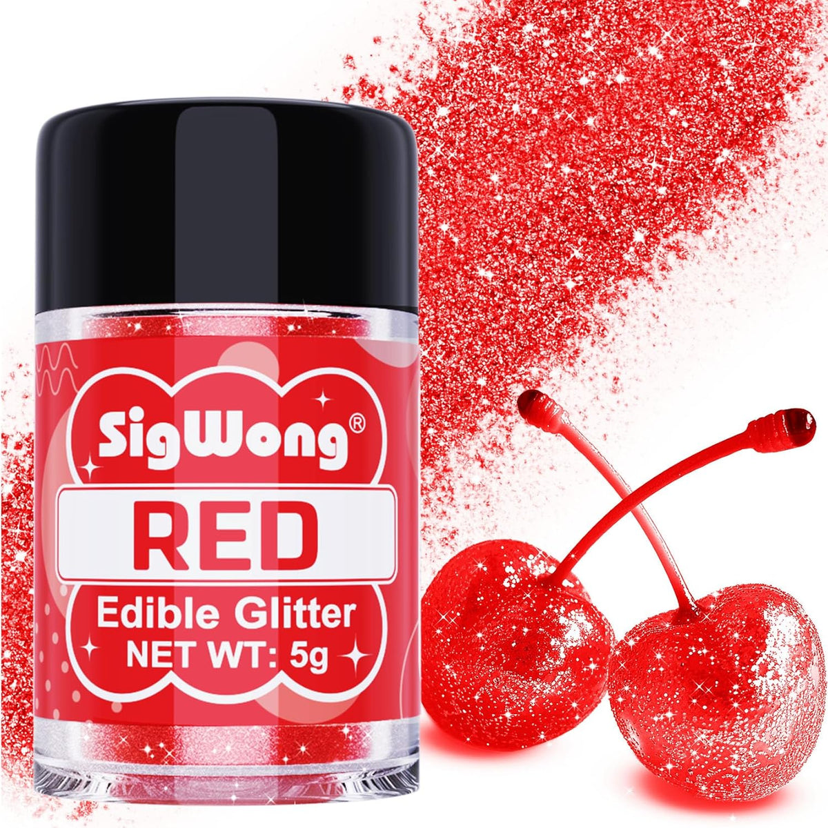 Red Edible Glitter - 5g Food Grade Cake Decorating Shimmering Glitter, Edible Sprinkle Luster Dust
