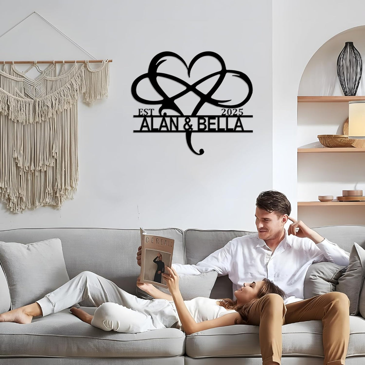 Personalized Valentine's Day Wedding Gifts For Couple, Custom Metal Signs Wall Art, Monogram Name
