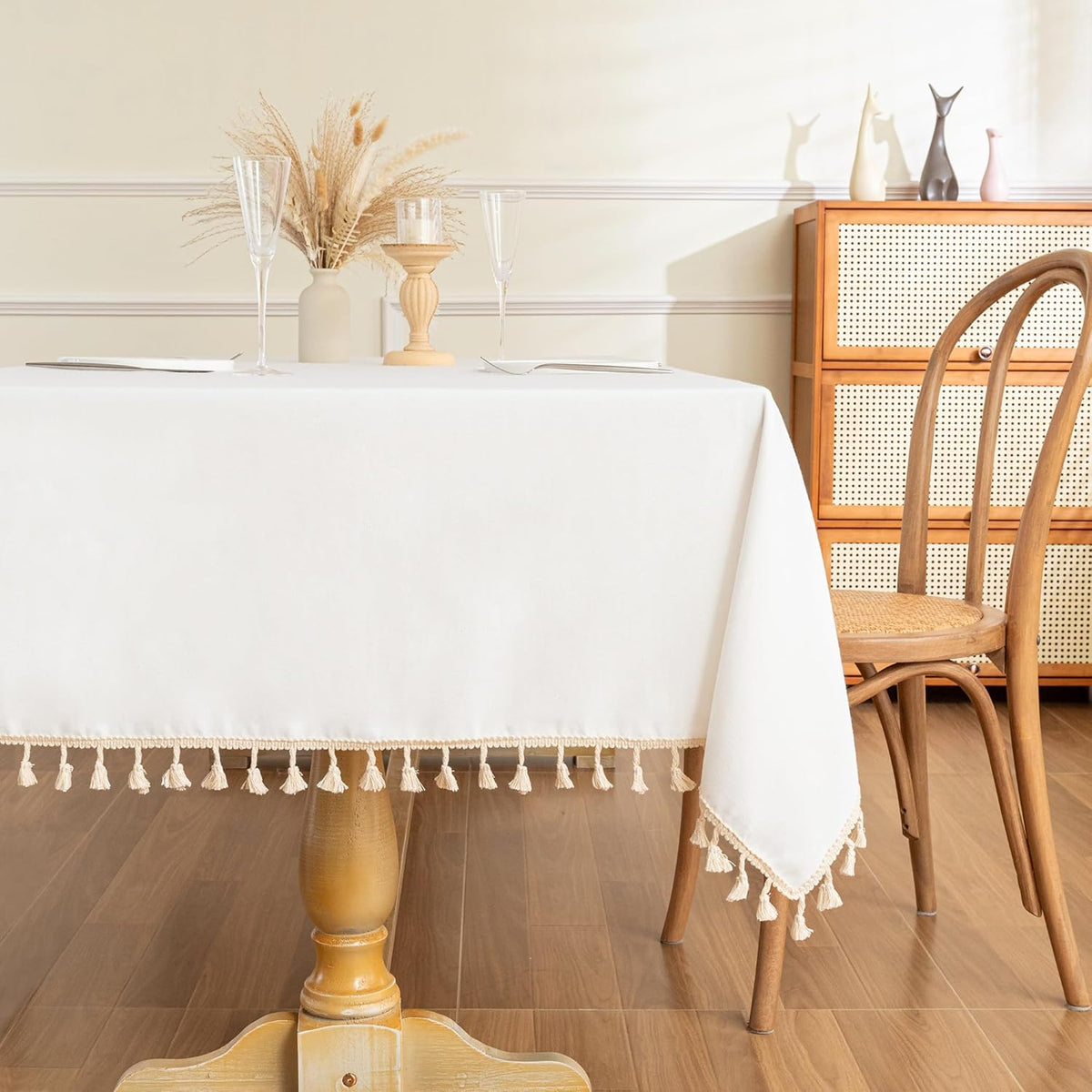 MYSKY HOME White Table Cloth Rectangle, Rectangular Table Cloth, Wrinkle Resistant, Waterproof