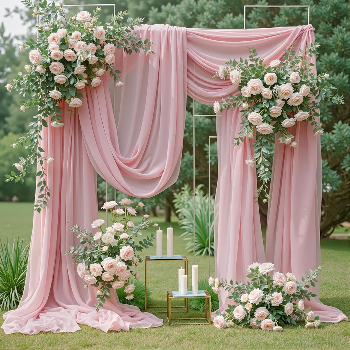 Wedding Arch Draping Fabric 1 Panel 18Ft Dusty Rose Chiffon Fabric Drapery Wedding Ceremony