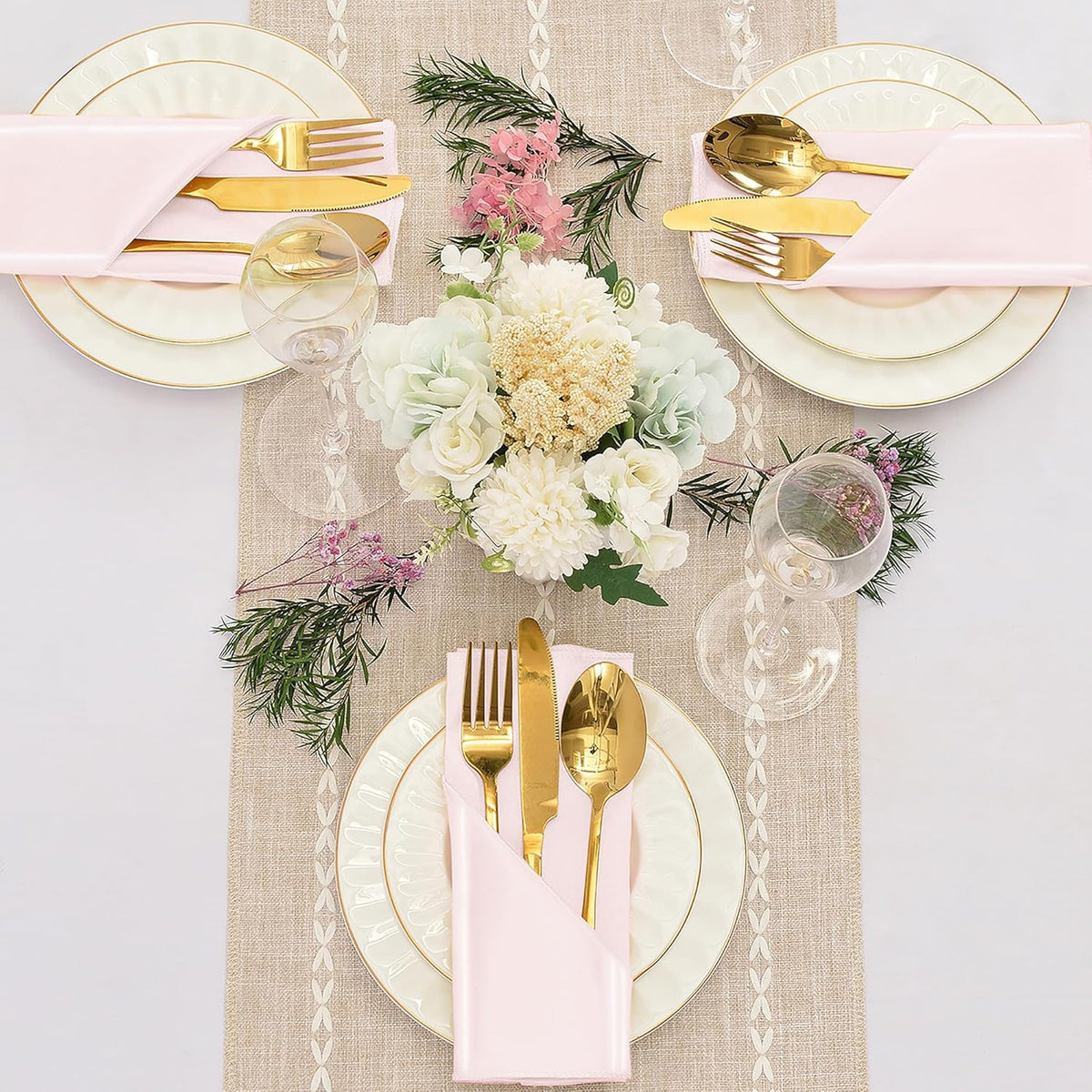 12 Pieces Light Pink Satin Napkins, 17" x 17" Square Table Napkins, Silky Soft Smooth Washable