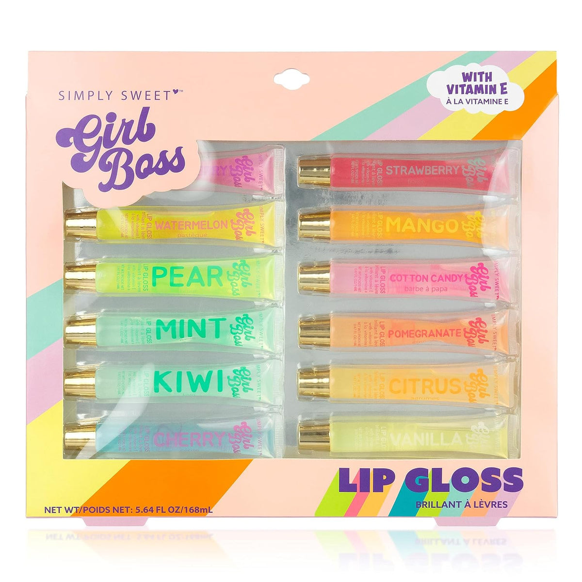 EXPRESSIONS 12pc Clear Lip Gloss Pack - Oils With Vitamin E and Essential Oils, Flavored Clear