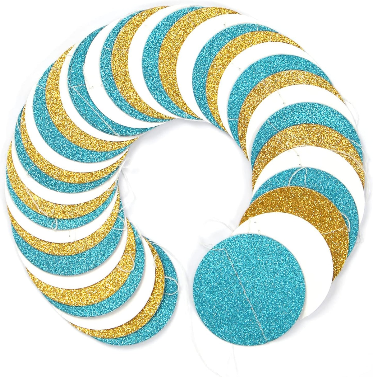 Teal-Turquoise White-Gold Party-Decorations Garland Streamers - 52Ft Woman Girl Birthday Paper