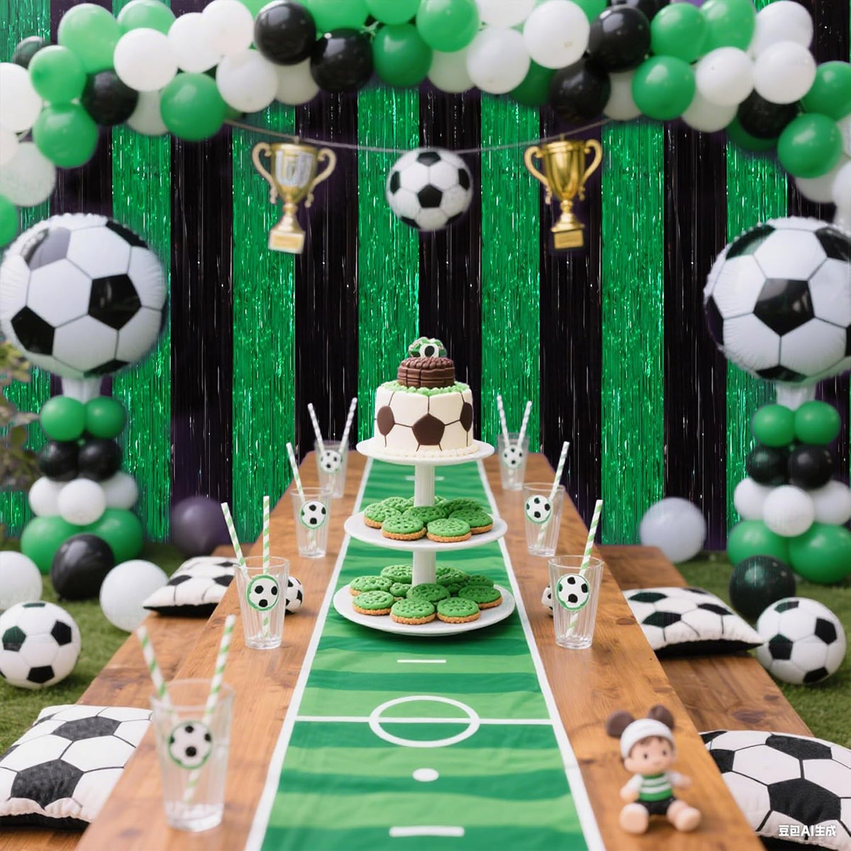 TONIFUL 2Pcs Black Green Door Streamers,Green Photo Booth Backdrop,Metallic Streamers Green Foil