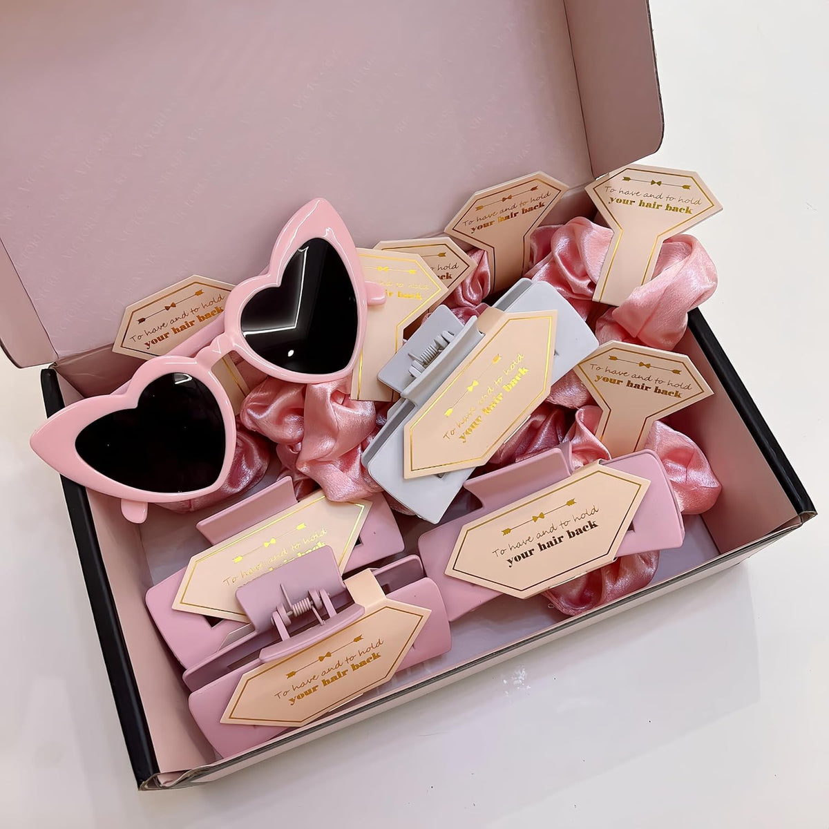 Bridesmaid Scrunchies Proposal Gifts Bachelorette Hair Claws Clips Girls heart sunglasses for